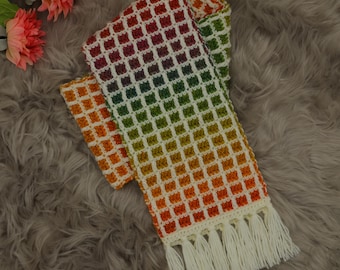 Modern Crochet Scarf Pattern PDF, Unisex Crochet Grid Stone Fringe Scarf, Step-by-Step Video Tutorial, Toddler to Adult XL, Gifting, Winter