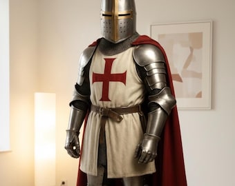 Handmade Steel Templar Knight Armor Set | Medieval LARP Cosplay Costume