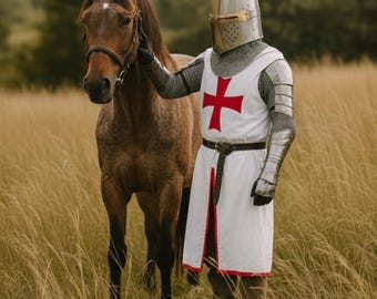 Templar Knight Armor Set | Steel Crusader Suit with Chainmail