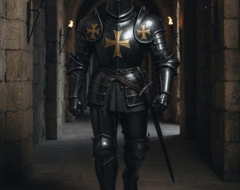 Handmade Black Templar Knight Suit | Wearable Steel Full Body Armor