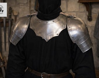 Handmade Steel Pauldrons & Gorget Set | LARP Knight Armor