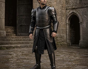 Conjunto de armadura pesada de caballero no muerto / Armadura gótica de fantasía oscura / Disfraz de guerrero medieval renacentista para cosplay