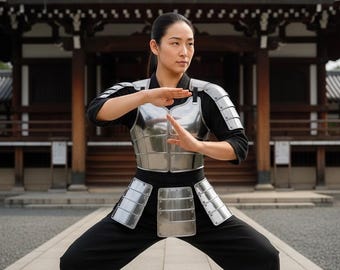 Women Samurai Armor Set | Mirror Polished Steel Yoroi | Onna-musha Japanese Costume for LARP Cosplay