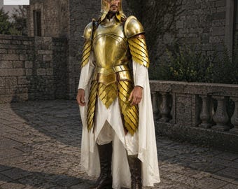 Armadura de Jaime Lannister de la Guardia Real de Juego de Tronos con capa blanca / Disfraz y armadura de exhibición del Matarreyes de GOT