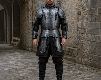Armadura medieval de acero de medio cuerpo / Disfraz de sacerdote guerrero ennegrecido / LARP y cosplay