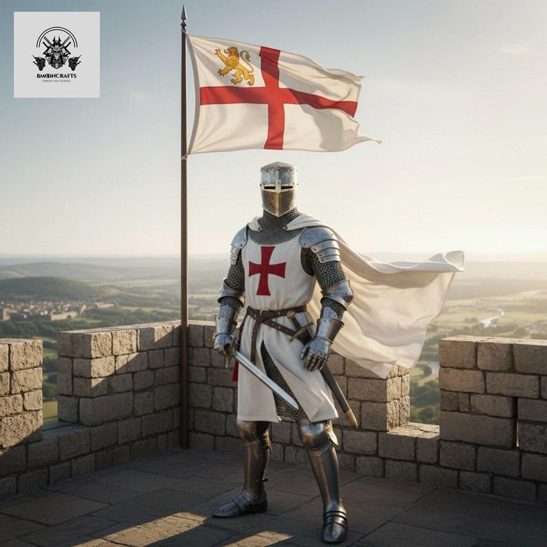Handmade Steel Crusader Knight Suit | Wearable LARP Cosplay Costume image 1