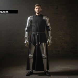 Tragbar Gothic Arm Rüstung | Stahl Schulterteile und Armteile | Gliederketten Ritter Set für LARP Cosplay