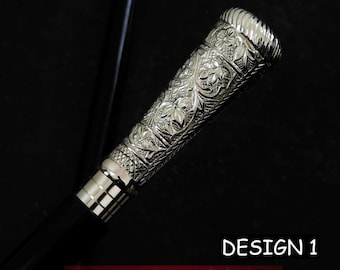 Vintage Style Wooden Walking Cane | Brass Handle, Collectible Gift
