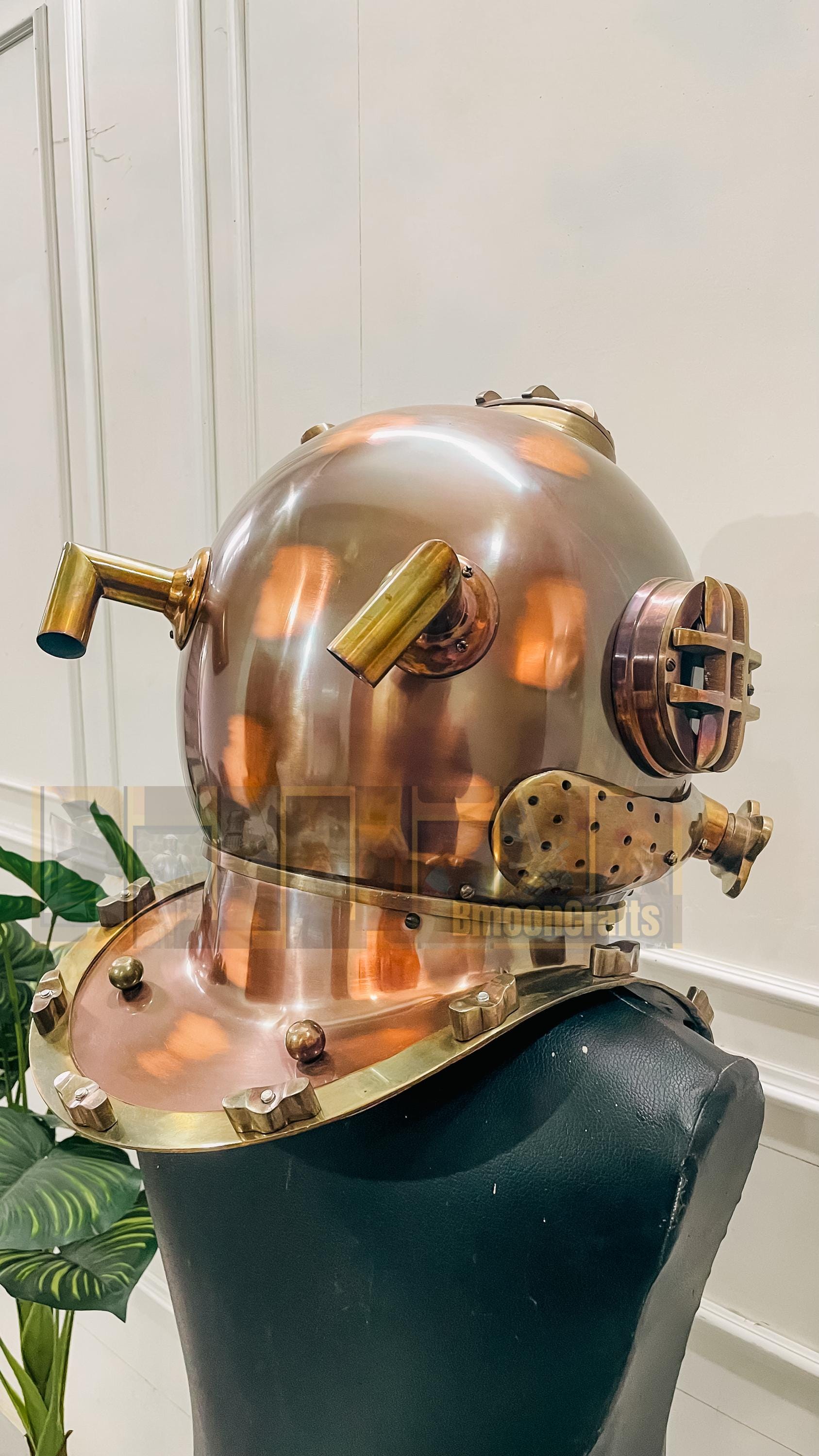 US Navy Mark V Diving Helmet | Copper and Brass Finish Scuba Mask ...