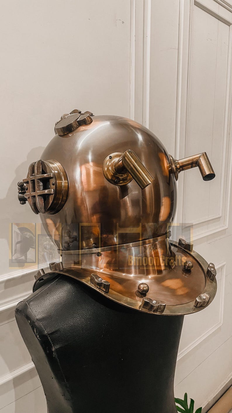 Mark V US Navy Diving Helmet Replica | Copper & Brass Nautical Decor - Etsy