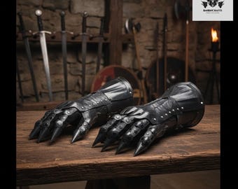 Spiked Steel Gauntlets | Nazgul, Sauron Armor Gloves for LARP