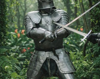 Hand-Forged German Gothic Full Plate Armor | 18G Steel Knight Costume