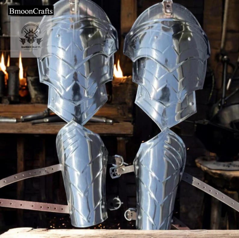 Handcrafted Steel Pauldrons & Bracers | LARP Armor Set - Etsy