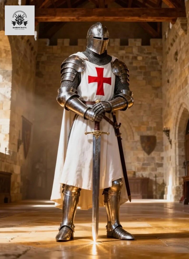 Handmade Steel Crusader Knight Suit | Wearable LARP Cosplay Costume image 4
