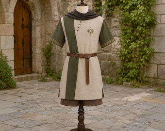 Túnica de guardabosques medieval, disfraz de arquero de fantasía para LARP, túnica de explorador renacentista, atuendo de cosplay de cazador del bosque