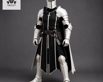 Conjunto de armadura de caballero medieval con túnica y capa / Disfraz de cruzado para LARP y cosplay renacentista