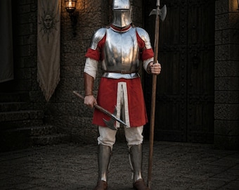 Armadura de barbute de acero hecha a mano: Traje de cosplay de cuerpo completo de caballero medieval