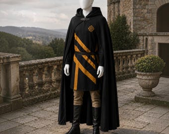 Conjunto de capa y túnica medieval / Disfraz de caballero heráldico para LARP y cosplay renacentista / Capa de túnica templaria