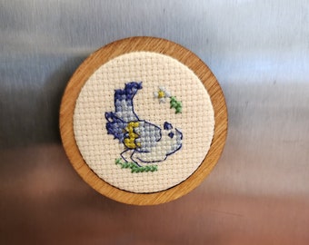 Little Blue Bird, Hand Stitched Magnet