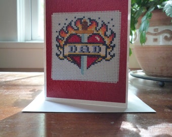 Tattoo For Dad, Hand Stitched Greeting Card