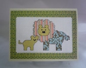 Baby Lion hand stitched card