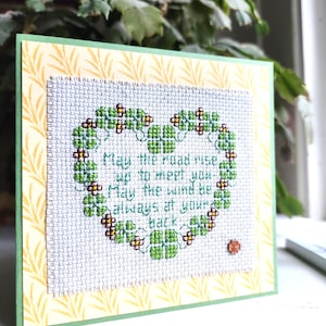 Bendición irlandesa, tarjeta de felicitación cosida a mano