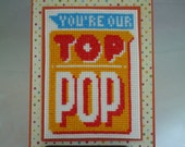 Top Pop! hand stitched card