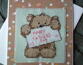 Happy Father's Day, Hand Stitched Greeting Card