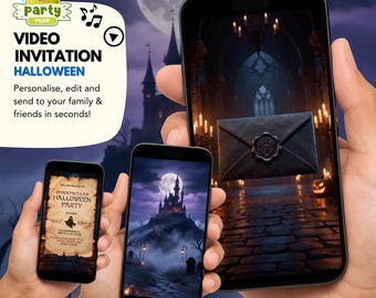 Scary Halloween Party Video Invitation, Animated Canva Template, Editable Digital Invite, Halloween Birthday Party