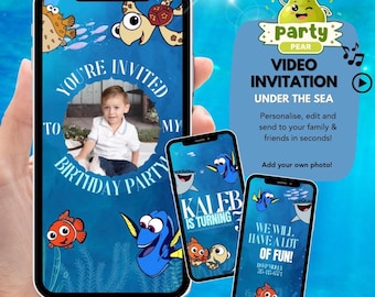 Under the Sea Birthday Invitation Video | Ocean Animal Party Invite | Editable Canva Template | Nemo Birthday Video Invite