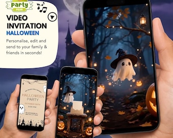 Niedliche und gruselige Halloween-Party-Einladung, Halloween-Videoeinladungsvorlage, animierte Halloween-Einladung, Canva-Videoeinladung