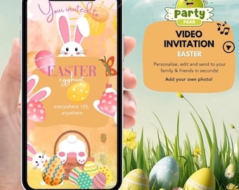Easter Egg Hunt Invitation Video | Bunny Animated Party Invite | Editable Canva Template | Easter Party Video Invite