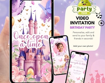 Princess Birthday Invitation Video | Magical Animated Princess Party Invitation | Editable Canva Template | video invitation