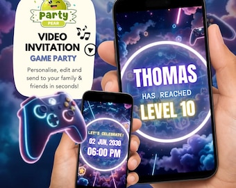 Gaming Birthday Invitation Video, Boys Game Invite, Editable Gaming Invitation, Video Game Birthday Party, Arcade Party Invite