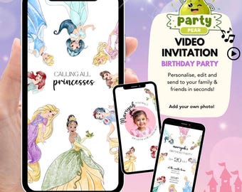 Princess Birthday Invitation Video | Magical Animated Princess Party Invitation | Editable Canva Template | video invitation