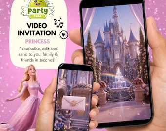 Princess Video Invitation, Princess Birthday Invitation, Animated Birthday Invite, Editable Canva Template, Fairytale Castle Party