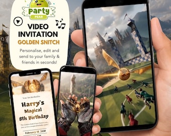 Golden Snitch Invitation Video, Hogwarts Invitation, Magic School Invitation, Wizard Birthday Invite