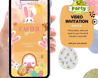 Easter Egg Hunt Invitation Video | Bunny Animated Party Invite | Editable Canva Template | Easter Party Video Invite