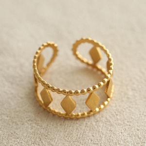 18K Gold adjustable rings for women, stackable ring, chunky ring gold stacking ring, handmade jewelry gift for her, boho ring set, open ring