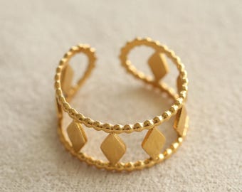 Ringe Gold Damen, 18K Gold Edelstahlring, Offener Damenring, Gold dicker Ring, Doppel Ring, Verstellbarer Goldring, Wasserfester Schmuck