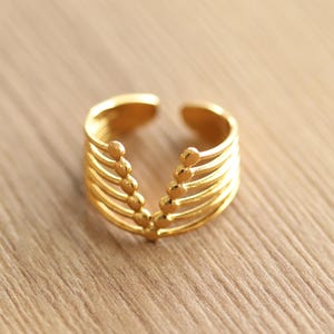 18K Gold adjustable rings for women, stackable ring, chunky ring gold stacking ring, handmade jewelry gift for her, boho ring set, open ring