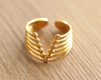 Stapelbarer Ring, 18K Gold Edelstahlring, Verstellbarer Goldring, Gold Ringe Set, Wasserfester Schmuck für Frauen, Ringe Gold Damen