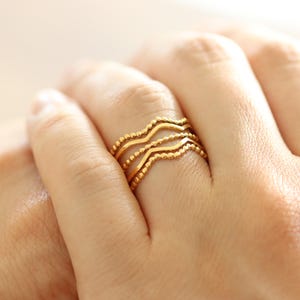18K Gold adjustable rings for women, stackable ring, chunky ring gold stacking ring, handmade jewelry gift for her, boho ring set, open ring
