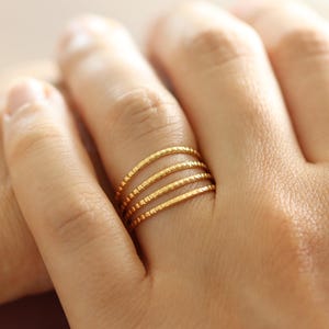 18K Gold adjustable rings for women, stackable ring, chunky ring gold stacking ring, handmade jewelry gift for her, boho ring set, open ring