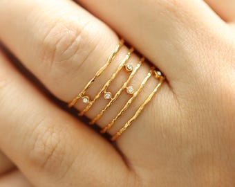 18K Gold adjustable rings for women, stackable ring, summer jewelry chunky ring gold stacking ring, dainty CZ ring, boho ring set, open ring
