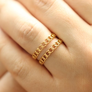 18K Gold adjustable rings for women, stackable ring, chunky ring gold stacking ring, handmade jewelry gift for her, boho ring set, open ring