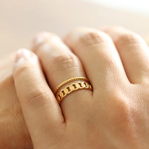 18K Gold adjustable rings for women, stackable ring, chunky ring gold stacking ring, handmade jewelry gift for her, boho ring set, open ring