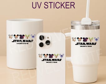 Star Wars Characters UV Dtf Transfer; Disney Sticker for Phone Cases,Mug,Tumblers