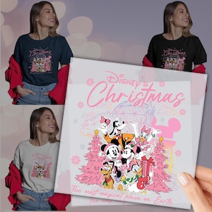 Pink Color Disney Christmas dtf, Disney Christmas dtf, Heat Press, Ready to Press DTF transfers