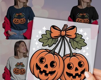 Pumpkin Cherries Autumn Dtf, Halloween Pumpkin dtf, Fall Pumpkin Dtf, Heat Press, Ready to Press DTF transfers